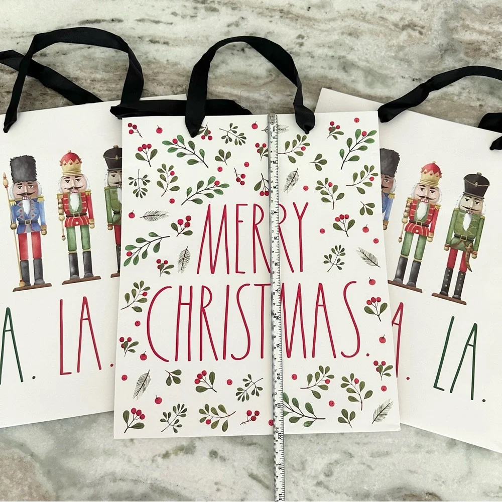 Rae Dunn Nutcracker Merry Christmas Gift Bags Set of 3 - Holiday Gift Wrapping